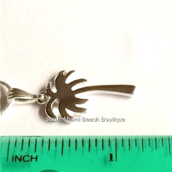 Palm Tree Necklace 18" Silver Plated Pendant Beach Coconut Tropical Island - Picture 9 of 10